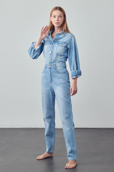 Medium Wash Denim Jumpsuit