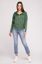 Load image into Gallery viewer, Acid Wash Cotton Waffle Hooded Zip-Up Jacket
