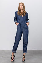 Load image into Gallery viewer, Collared Button Front Tencel Jumpsuit