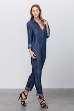 Load image into Gallery viewer, Collared Button Front Tencel Jumpsuit