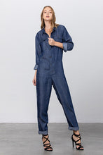 Load image into Gallery viewer, Collared Button Front Tencel Jumpsuit
