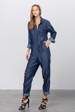 Load image into Gallery viewer, Collared Button Front Tencel Jumpsuit
