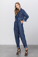 Load image into Gallery viewer, Collared Button Front Tencel Jumpsuit