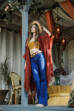 Load image into Gallery viewer, Suede Antique Gold Western Buckle Belt