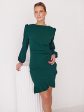 Load image into Gallery viewer, Women&#39;s Dress Puff Sleeve Plain Color Ruffle Hem