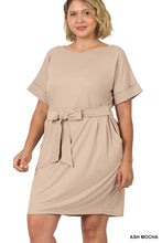 Load image into Gallery viewer, Plus Brushed Tie Belt Dress