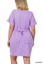Load image into Gallery viewer, Plus Brushed Tie Belt Dress