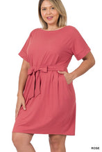 Load image into Gallery viewer, Plus Brushed Tie Belt Dress