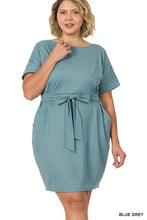 Load image into Gallery viewer, Plus Brushed Tie Belt Dress