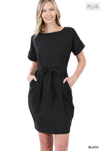 Load image into Gallery viewer, Plus Brushed Tie Belt Dress