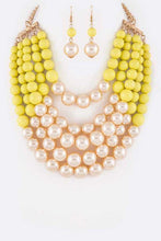 Load image into Gallery viewer, 2 Tone Layered Pearls Strand Necklace Set