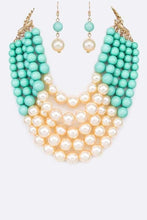 Load image into Gallery viewer, 2 Tone Layered Pearls Strand Necklace Set