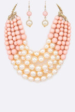 Load image into Gallery viewer, 2 Tone Layered Pearls Strand Necklace Set
