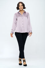 Load image into Gallery viewer, Stretch Satin V neck Blouse with Collar