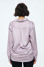 Load image into Gallery viewer, Stretch Satin V neck Blouse with Collar