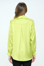 Load image into Gallery viewer, Stretch Satin V neck Blouse with Collar