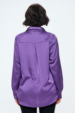 Load image into Gallery viewer, Stretch Satin V neck Blouse with Collar
