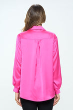 Load image into Gallery viewer, Stretch Satin V neck Blouse with Collar