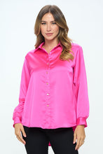Load image into Gallery viewer, Stretch Satin V neck Blouse with Collar