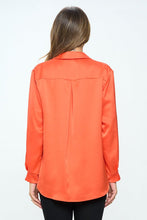 Load image into Gallery viewer, Stretch Satin V neck Blouse with Collar