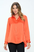 Load image into Gallery viewer, Stretch Satin V neck Blouse with Collar