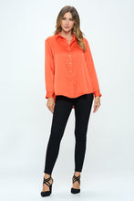 Load image into Gallery viewer, Stretch Satin V neck Blouse with Collar