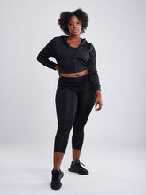 Load image into Gallery viewer, Athletic Zip-Up Crop Hoodie Jacket