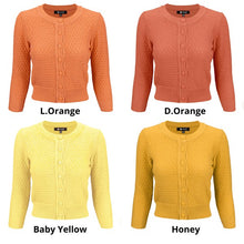 Load image into Gallery viewer, 3/4 Sleeve Cute Pattern Cropped Cardigan Sweater