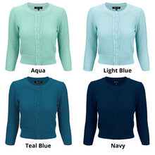 Load image into Gallery viewer, 3/4 Sleeve Cute Pattern Cropped Cardigan Sweater