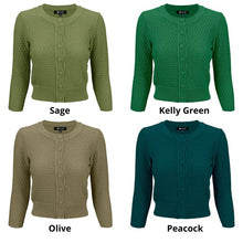 Load image into Gallery viewer, 3/4 Sleeve Cute Pattern Cropped Cardigan Sweater