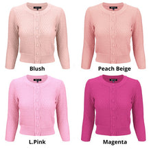 Load image into Gallery viewer, 3/4 Sleeve Cute Pattern Cropped Cardigan Sweater