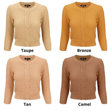 Load image into Gallery viewer, 3/4 Sleeve Cute Pattern Cropped Cardigan Sweater