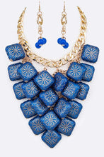 Load image into Gallery viewer, Textured Wooden Beads Statement Necklace Set