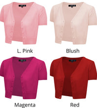 Load image into Gallery viewer, Cropped Bolero Knit Sweater Cardigan Short Sleeve