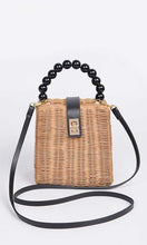 Load image into Gallery viewer, Beads Handle Straw Structure Clutch Swing Bag