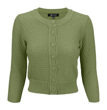 Load image into Gallery viewer, 3/4 Sleeve Cute Pattern Cropped Cardigan Sweater