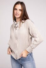 Load image into Gallery viewer, Acid Wash Cotton Waffle Hooded Zip-Up Jacket