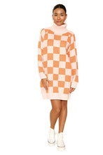 Load image into Gallery viewer, Checkered turtleneck sweater dress