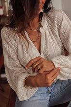 Load image into Gallery viewer, Crochet Lace button V-Neck knit Sweater Blouse