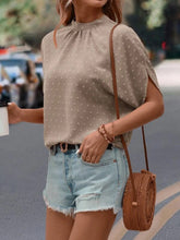 Load image into Gallery viewer, Swiss Dot Mock Neck Half Sleeve Blouse