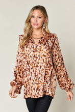 Load image into Gallery viewer, Double Take Full Size Printed Ruffle Trim Balloon Sleeve Shirt