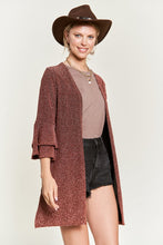 Load image into Gallery viewer, Glitter bell sleeve kimono style cardigan PLUS