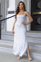 Load image into Gallery viewer, Sequin Backless Split Maxi Dress