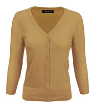 Load image into Gallery viewer, V-Neck Button Down Knit Cardigan Sweater 3/4 Sleeve
