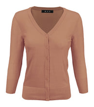 Load image into Gallery viewer, V-Neck Button Down Knit Cardigan Sweater 3/4 Sleeve