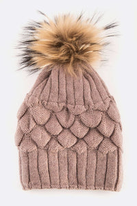 EMMEZ Raccoon Fur Raised Knit Soft Beanies