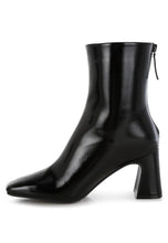 Load image into Gallery viewer, Kostaka Patent Square Toe Ankle Boots
