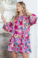 Load image into Gallery viewer, Multicolour Floral Tie Neck Shift Dress