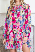Load image into Gallery viewer, Multicolour Floral Tie Neck Shift Dress