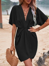 Load image into Gallery viewer, Batwing sleeve ruched dress